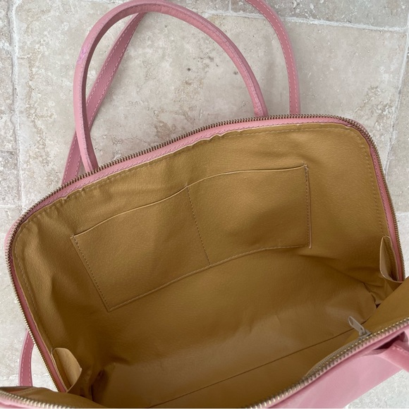 Borse in Pelle 🌸Pink Leather Crossbody Satchel Bag & VTG Ted Lapidus Silk Scarf - Picture 10 of 15